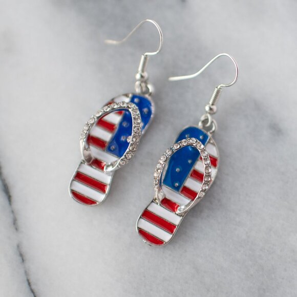 United States of America Shoe, Sandal Earrings American Flag, USA 4th of July - - Picture 5 of 10